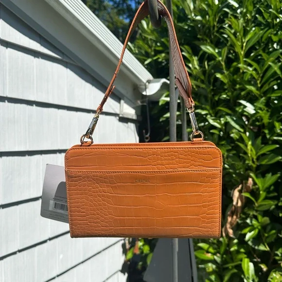 Calpak Croc-Embossed Crossbody Bag in Tan - Picture 6 of 12